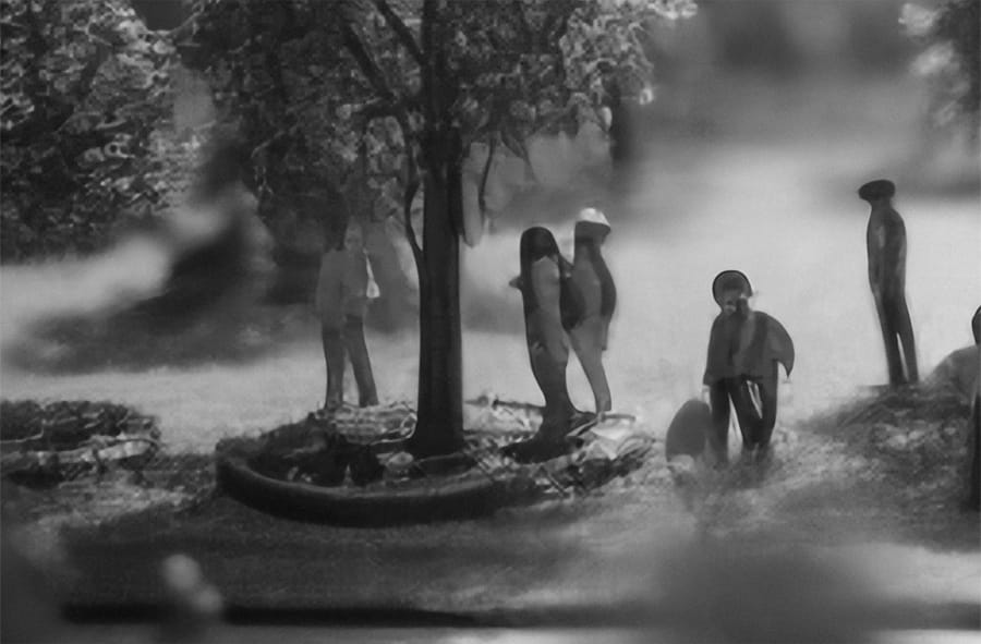 People standing on a small island